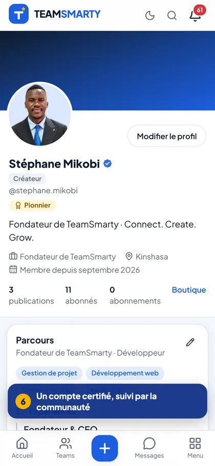 Profil certifié sur TeamSmarty